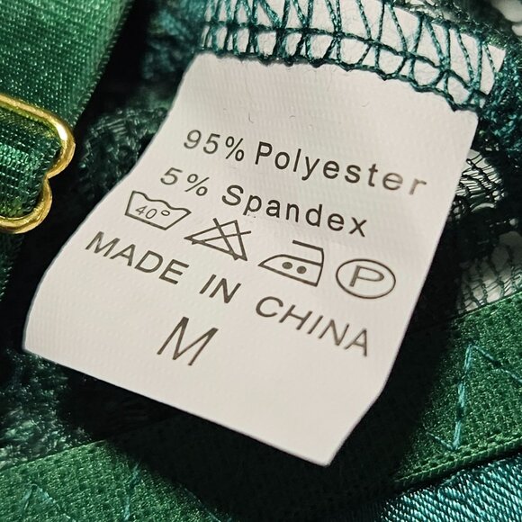 Green Lace Bralette Size Medium Adjustable Straps Button Front Closure Bra - Picture 3 of 3